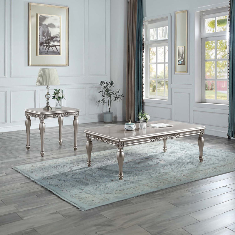 Pelumi Rectangular Coffee Table , Platinum Finish Acme