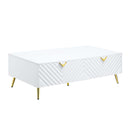 Gaines Rectangular Coffee Table , White High Gloss Finish Acme