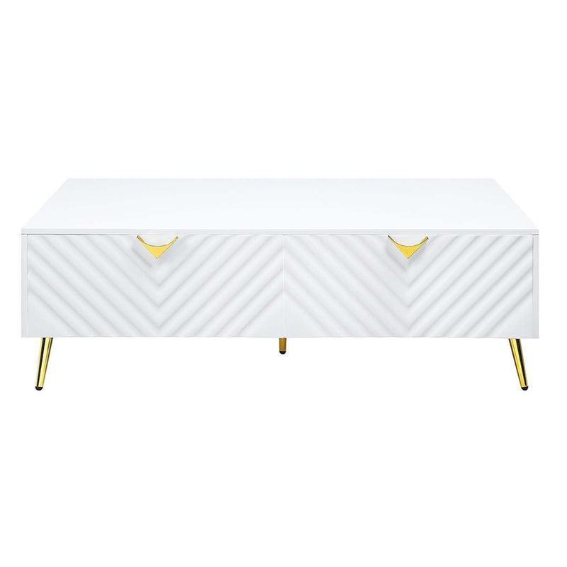 Gaines Rectangular Coffee Table , White High Gloss Finish Acme