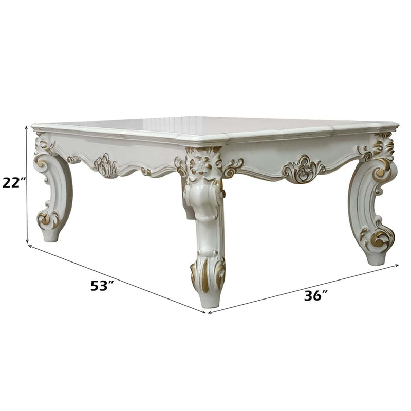 Vendome II Rectangular Table w/Scrolled Leg, Antique Pearl Finish Acme