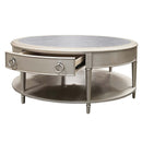 Kasa Oval Coffee Table, Sintered Stone Top & Champagne Finish Acme
