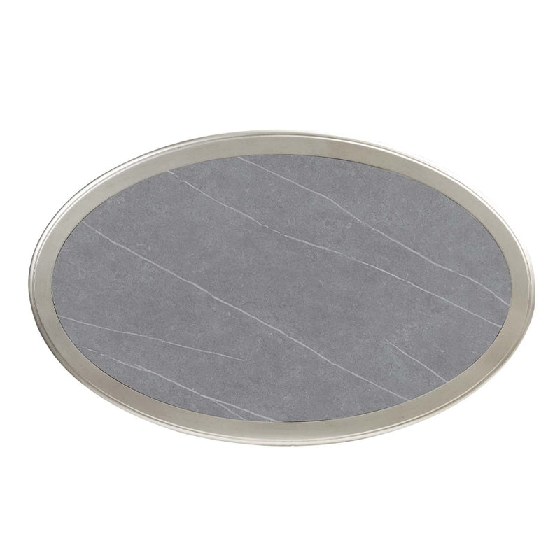 Kasa Oval Coffee Table, Sintered Stone Top & Champagne Finish Acme