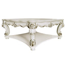 Vendome Square Square Table w/Scrolled Leg, Antique Pearl Finish Acme