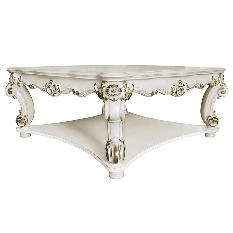 Vendome Square Square Table w/Scrolled Leg, Antique Pearl Finish Acme
