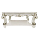 Vendome Square Square Table w/Scrolled Leg, Antique Pearl Finish Acme