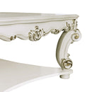 Vendome Square Square Table w/Scrolled Leg, Antique Pearl Finish Acme