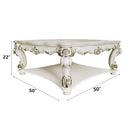 Vendome Square Square Table w/Scrolled Leg, Antique Pearl Finish Acme