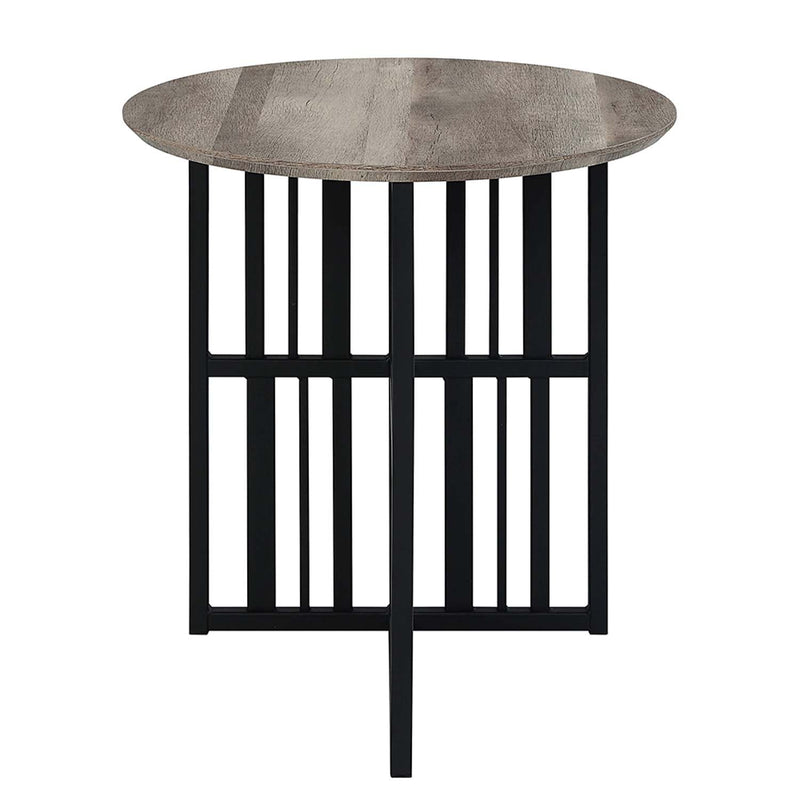 Zudora Round Coffee Table, Antique Oak & Black Finish Acme