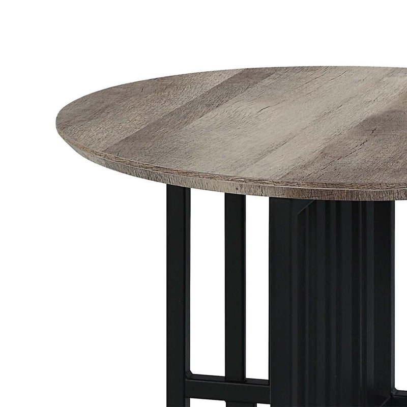 Zudora Round Coffee Table, Antique Oak & Black Finish Acme