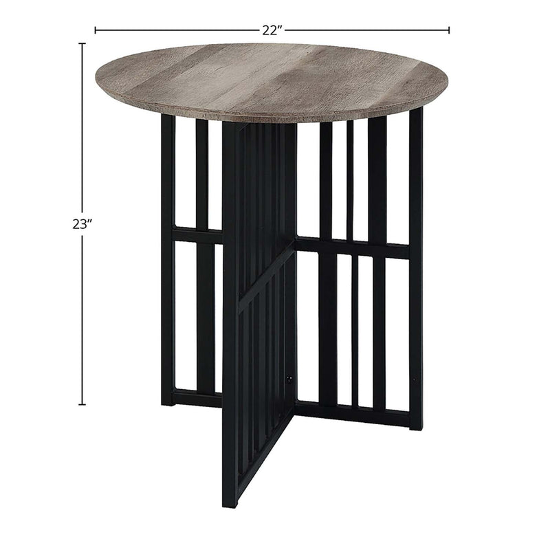 Zudora Round Coffee Table, Antique Oak & Black Finish Acme
