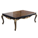 Betria Rectangular Coffee Table , Engineered Stone Top, Gold & Black Finish Acme