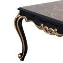 Betria Rectangular Coffee Table , Engineered Stone Top, Gold & Black Finish Acme