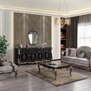 Betria Rectangular Coffee Table , Engineered Stone Top, Gold & Black Finish Acme