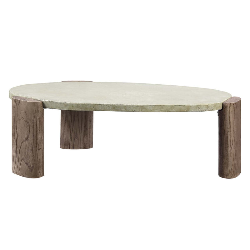 Jacinda Oval Coffee Table, Weathered Gray & Oak Finish Acme