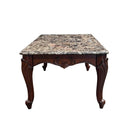 Nayla Rectangular Coffee Table , Natural Marble Top & Cherry Finish Acme