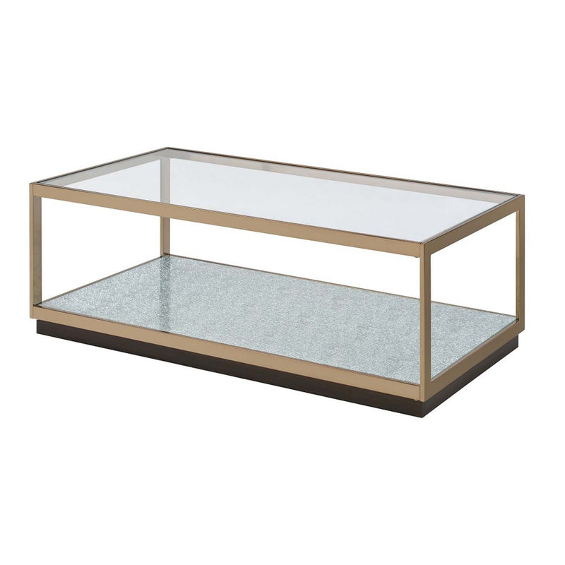 Kaia Rectangular Coffee Table , Glass & Gold Finish Acme