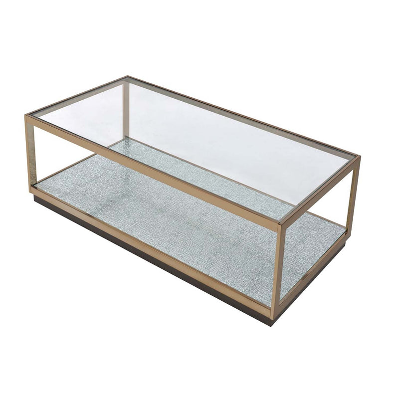 Kaia Rectangular Coffee Table , Glass & Gold Finish Acme