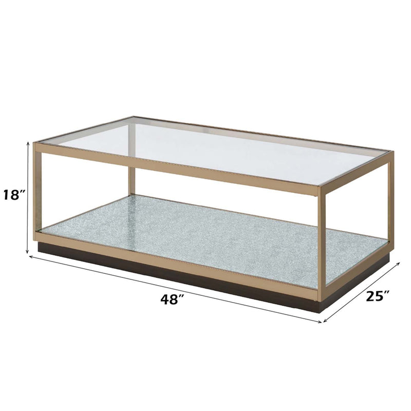 Kaia Rectangular Coffee Table , Glass & Gold Finish Acme