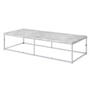 Voleta Rectangular Coffee Table , Engineered Stone Top & Chrome Finish Acme
