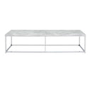 Voleta Rectangular Coffee Table , Engineered Stone Top & Chrome Finish Acme
