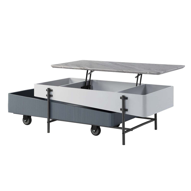 Wilkins Rectangular Coffee Table w/Lift Top, Gray & White High Gloss Finish Acme