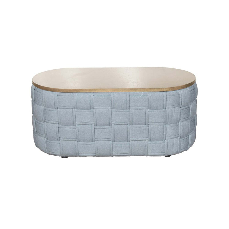 Saree Oval Coffee Table, Light Teal Chenille Acme