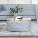 Saree Oval Coffee Table, Light Teal Chenille Acme