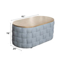 Saree Oval Coffee Table, Light Teal Chenille Acme