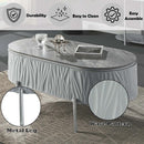 Yukino Oval Coffee Table, Gray High Gloss & Chrome Finish Acme