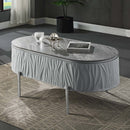 Yukino Oval Coffee Table, Gray High Gloss & Chrome Finish Acme