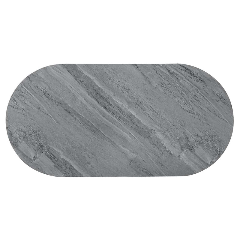 Yukino Oval Coffee Table, Gray High Gloss & Chrome Finish Acme