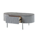 Yukino Oval Coffee Table, Gray High Gloss & Chrome Finish Acme
