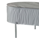 Yukino Oval Coffee Table, Gray High Gloss & Chrome Finish Acme