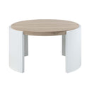 Zoma Round Coffee Table, Oak & White High Gloss Finish Acme