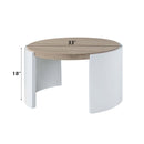 Zoma Round Coffee Table, Oak & White High Gloss Finish Acme