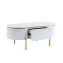Daveigh Oval Coffee Table, White High Gloss & Gold Finish Acme