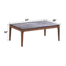 Bevis Rectangular Coffee Table , Engineered Stone Top & Walnut Finish Acme