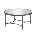 Aditya Round Coffee Table, Mirrored & Antique Brass Finish Acme