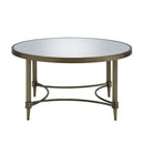 Aditya Round Coffee Table, Mirrored & Antique Brass Finish Acme