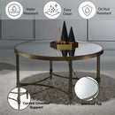 Aditya Round Coffee Table, Mirrored & Antique Brass Finish Acme