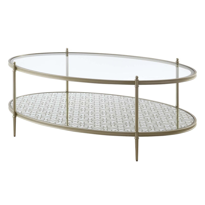 Zaba Rectangular Coffee Table , Glass Top & Champagne Finish Acme