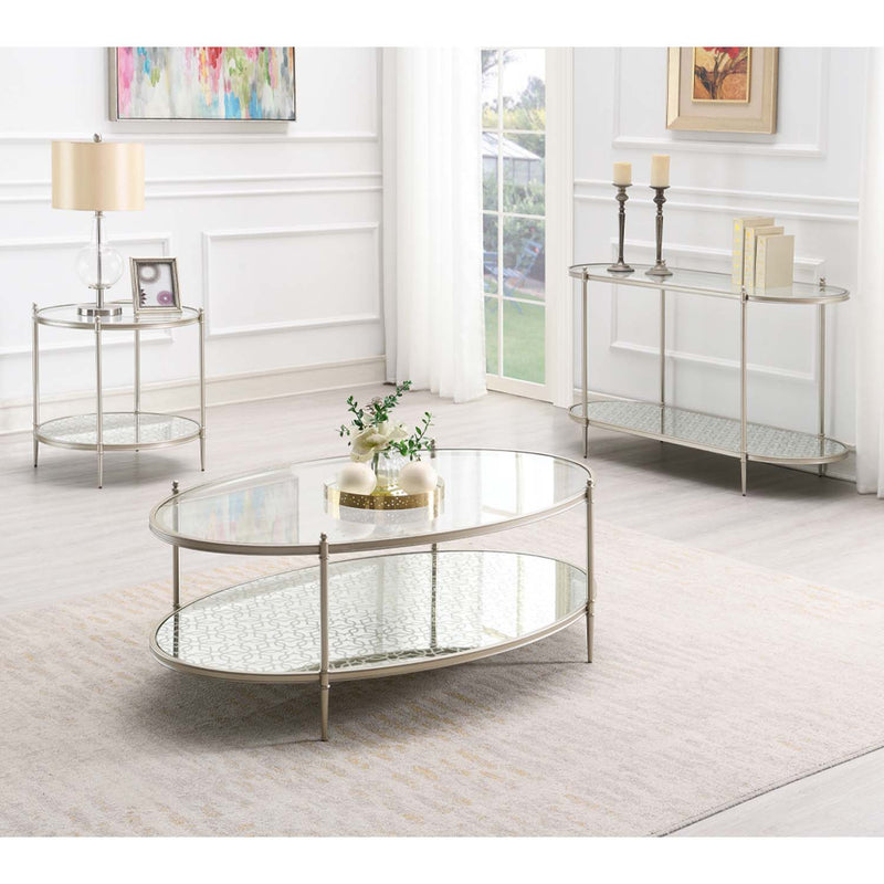 Zaba Rectangular Coffee Table , Glass Top & Champagne Finish Acme