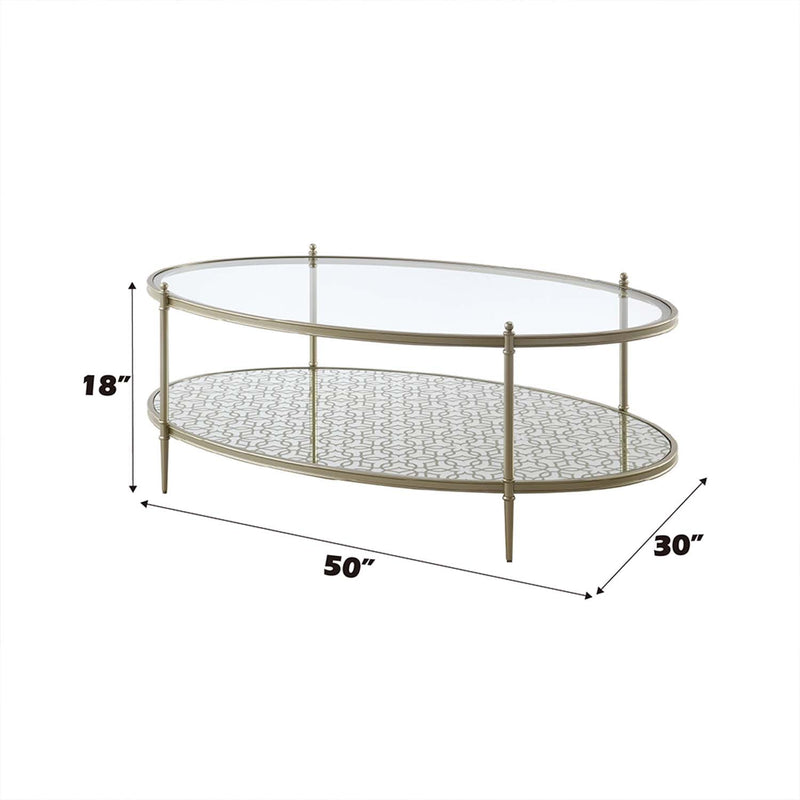 Zaba Rectangular Coffee Table , Glass Top & Champagne Finish Acme