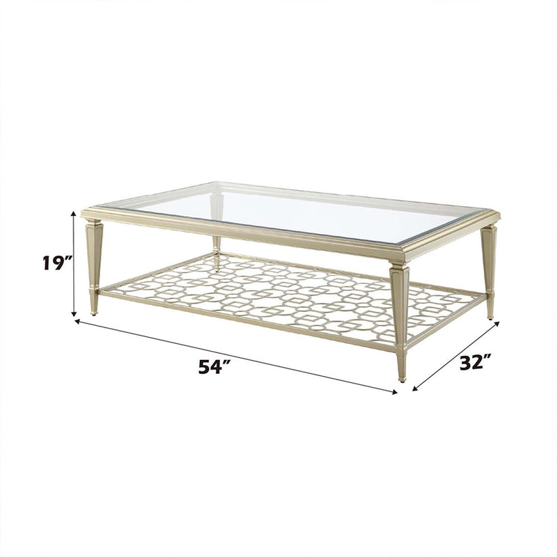 Zaba Oval Coffee Table, Glass Top & Silver Finish Acme