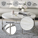 Zaidee Round Coffee Table, Marble Top & Nickel Finish Acme