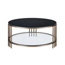 Zaidee Round Coffee Table, Sintered Stone & Champagne Finish Acme