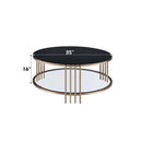 Zaidee Round Coffee Table, Sintered Stone & Champagne Finish Acme
