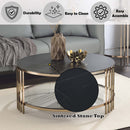 Zaidee Round Coffee Table, Sintered Stone & Champagne Finish Acme