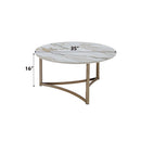 Zaidee Round Coffee Table, Sintered Stone & Champagne Finish Acme