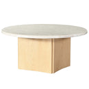 Qwin Round Coffee Table, Marble Top & Oak Finish Acme